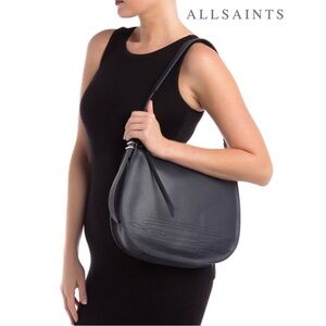 All Saints Black Leather Cooper Shoulder Bag